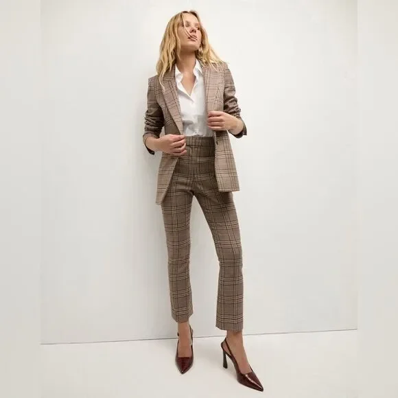 Veronica Beard Maci Plaid Dickey Blazer Tan Jacket Size 8 - Picture 3 of 14